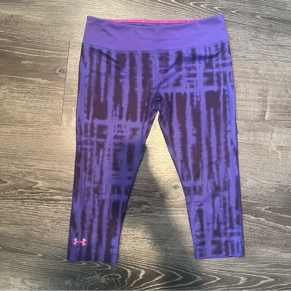 Purple tie dye athletic crops